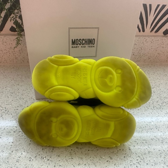 Kids SlipOn Moschino Sneakers, Size 30/12.5 w/Original Box, Black/Neon Yellow - Picture 5 of 6